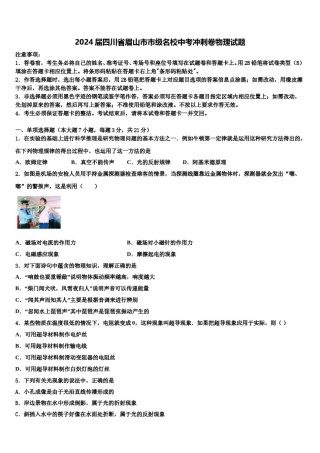 2024届四川省眉山市市级名校中考冲刺卷物理试题含解析.doc