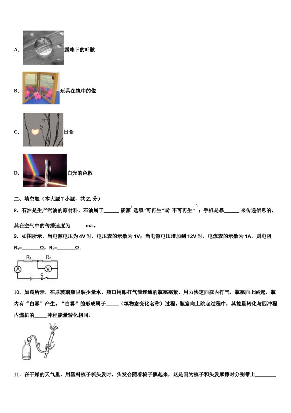 2024届四川省简阳市中考冲刺卷物理试题含解析.doc_第3页