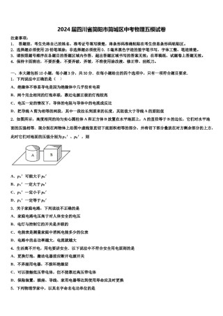 2024届四川省简阳市简城区中考物理五模试卷含解析.doc