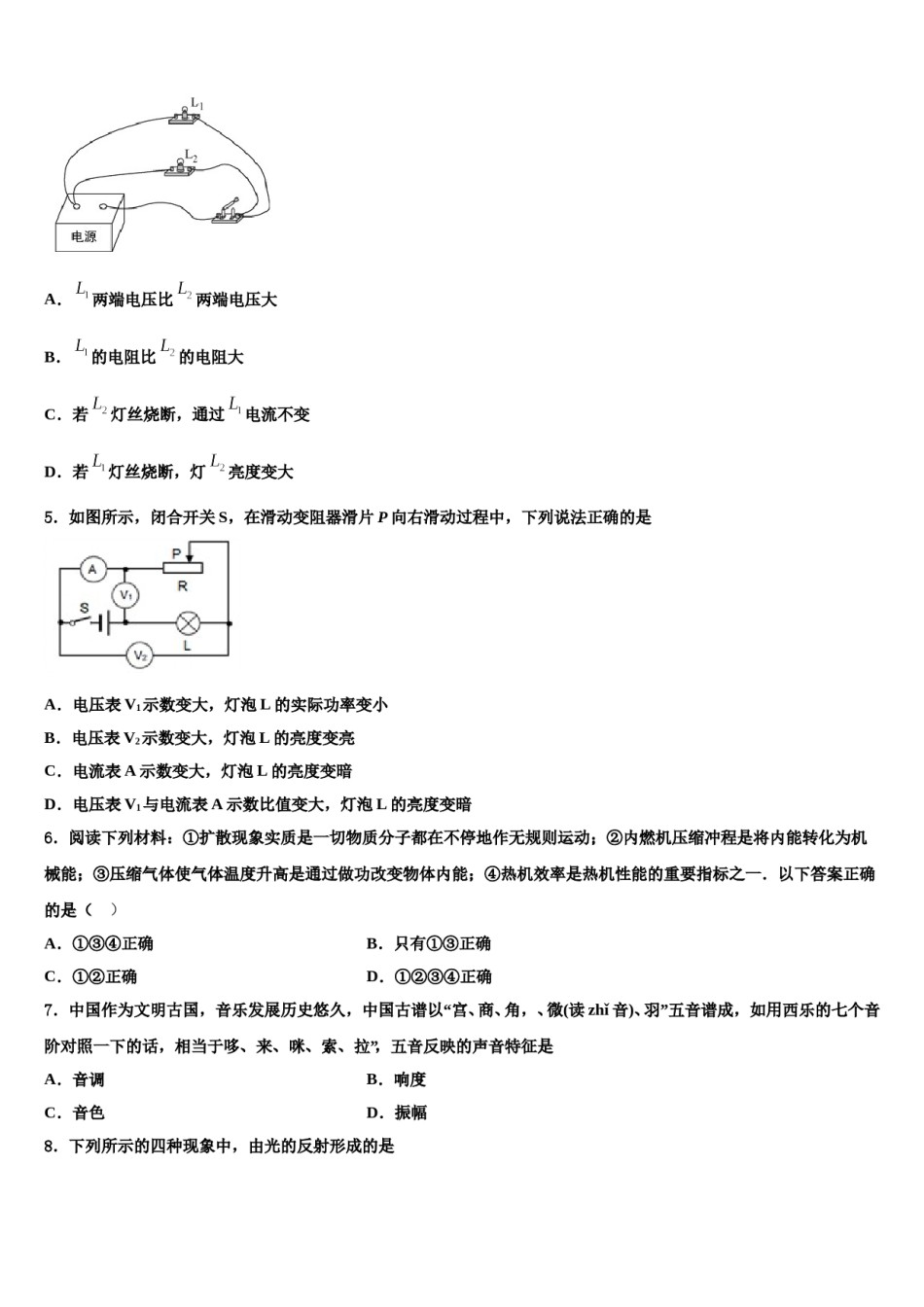 2024届四川省资阳市雁江区市级名校中考物理模试卷含解析.doc_第2页