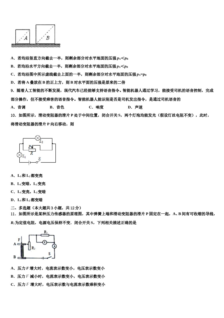 2024届四川省遂宁市大英县中考押题物理预测卷含解析.doc_第3页