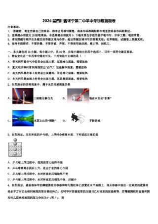 2024届四川省遂宁第二中学中考物理猜题卷含解析.doc