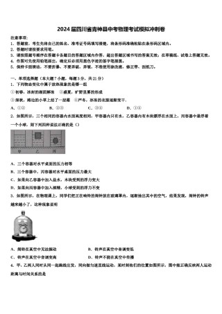 2024届四川省青神县中考物理考试模拟冲刺卷含解析.doc