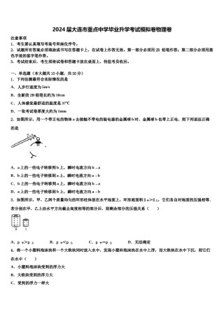 2024届大连市重点中学毕业升学考试模拟卷物理卷含解析.doc