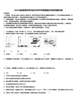 2024届安徽亳州利辛金石中学中考物理最后冲刺浓缩精华卷含解析.doc
