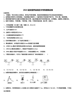 2024届安徽界首地区中考物理模试卷含解析.doc