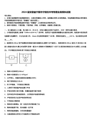 2024届安徽省宁国市宁阳校中考物理全真模拟试题含解析.doc
