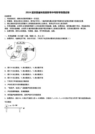 2024届安徽省枞阳县联考中考联考物理试卷含解析.doc