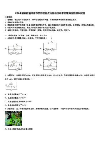 2024届安徽省池州市贵池区重点达标名校中考物理适应性模拟试题含解析.doc