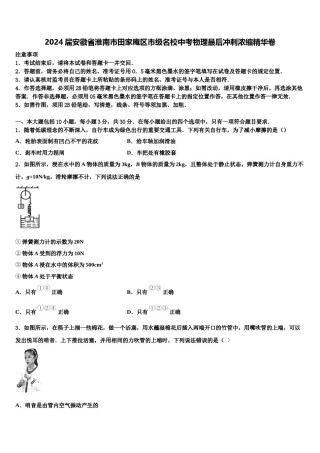 2024届安徽省淮南市田家庵区市级名校中考物理最后冲刺浓缩精华卷含解析.doc