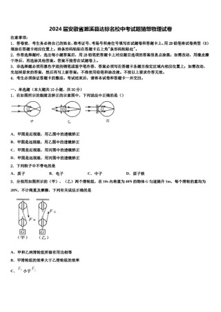 2024届安徽省濉溪县达标名校中考试题猜想物理试卷含解析.doc