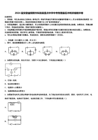 2024届安徽省铜陵市枞阳县重点中学中考物理最后冲刺浓缩精华卷含解析.doc