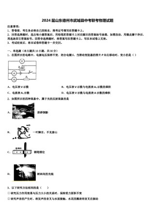2024届山东德州市武城县中考联考物理试题含解析.doc