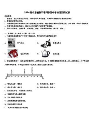 2024届山东省临沂市河东区中考物理五模试卷含解析.doc