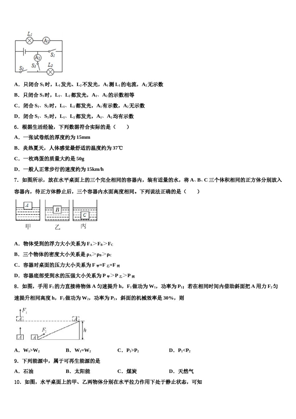 2024届山东省临沂市费县重点达标名校中考联考物理试卷含解析.doc_第2页