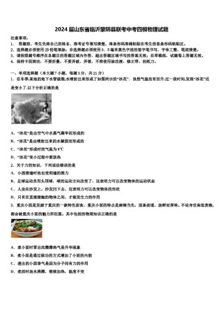 2024届山东省临沂蒙阴县联考中考四模物理试题含解析.doc