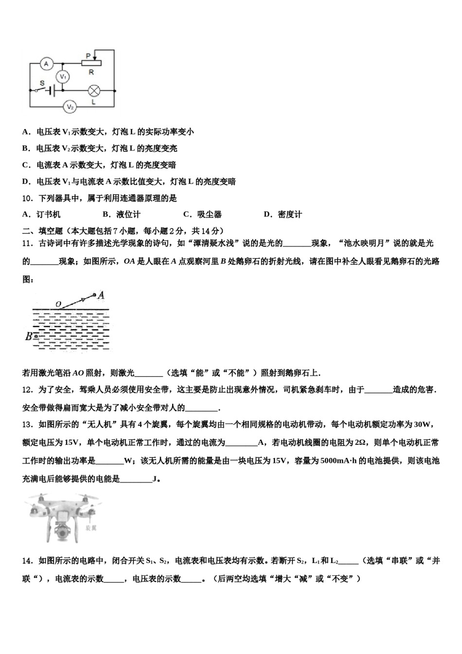 2024届山东省临沭县青云镇中心中学中考物理仿真试卷含解析.doc_第3页