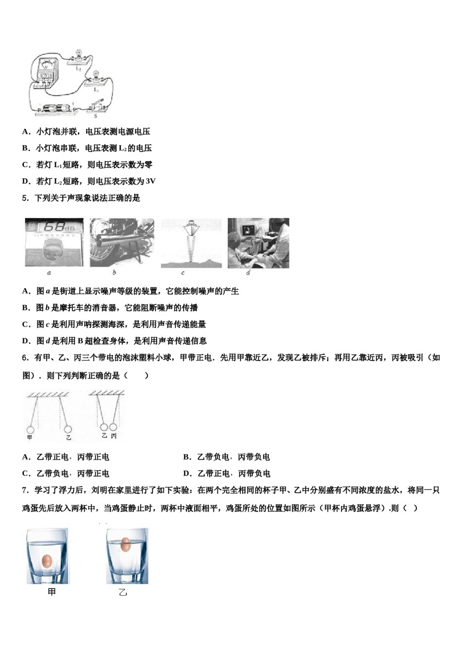 2024届山东省平邑县温水镇中学中考二模物理试题含解析.doc_第2页