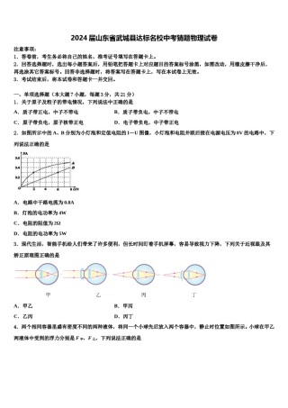2024届山东省武城县达标名校中考猜题物理试卷含解析.doc