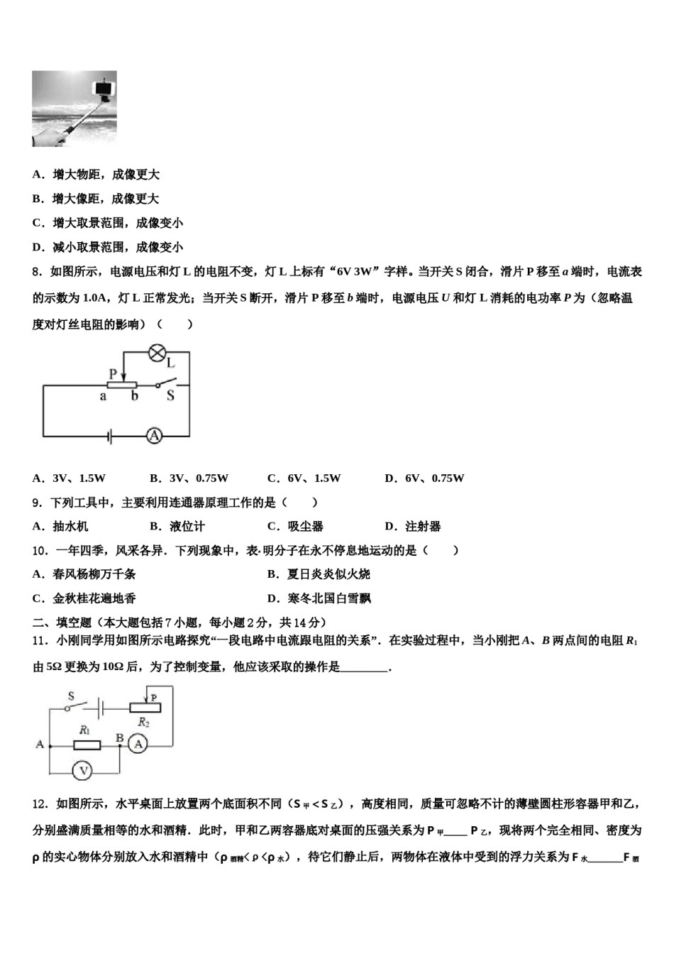 2024届山东省泰安市泰前中学中考物理模拟精编试卷含解析.doc_第3页