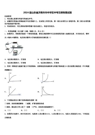 2024届山东省济南市市中学区中考五模物理试题含解析.doc