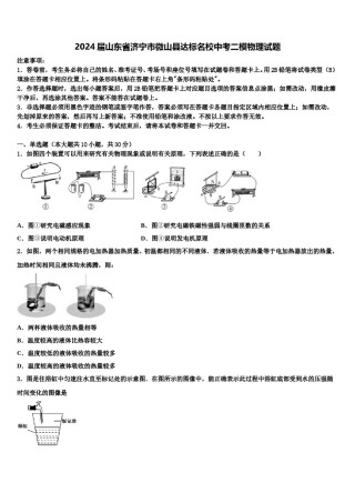 2024届山东省济宁市微山县达标名校中考二模物理试题含解析.doc
