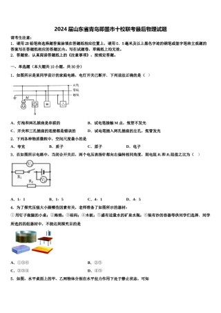 2024届山东省青岛即墨市十校联考最后物理试题含解析.doc