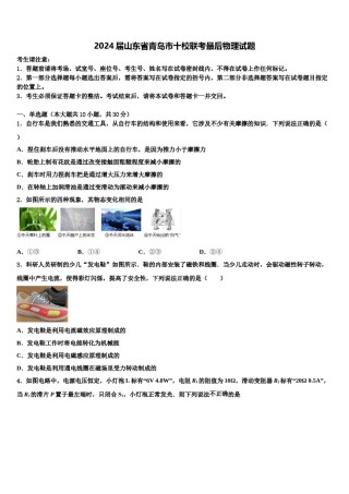 2024届山东省青岛市十校联考最后物理试题含解析.doc