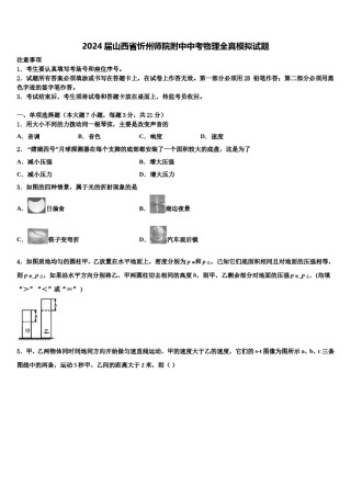 2024届山西省忻州师院附中中考物理全真模拟试题含解析.doc