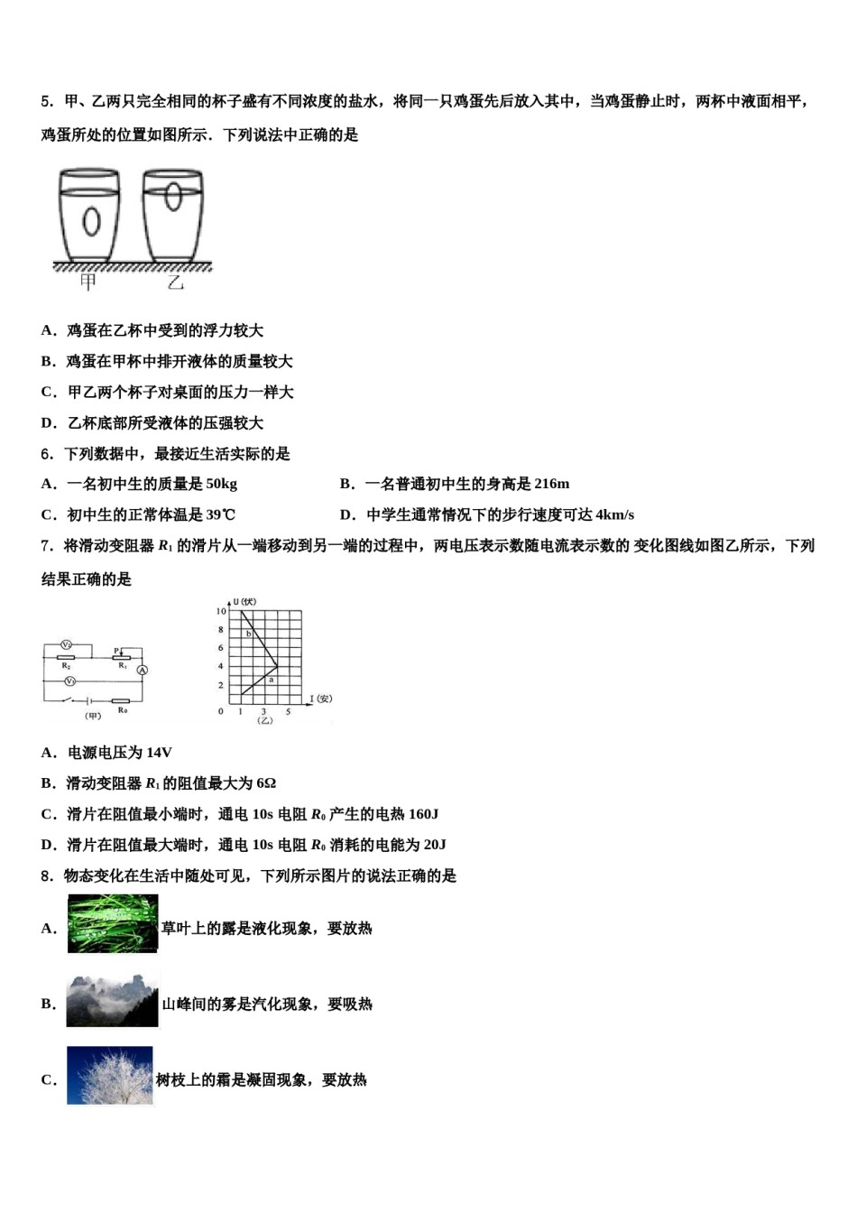 2024届山西省阳泉市城区重点名校中考物理对点突破模拟试卷含解析.doc_第2页