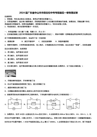 2024届广东省中山市市级名校中考考前最后一卷物理试卷含解析.doc