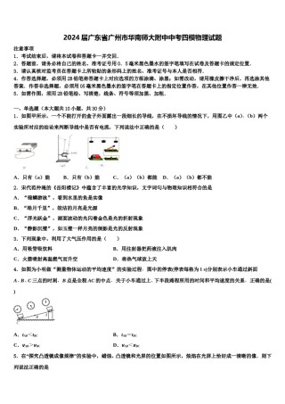 2024届广东省广州市华南师大附中中考四模物理试题含解析.doc