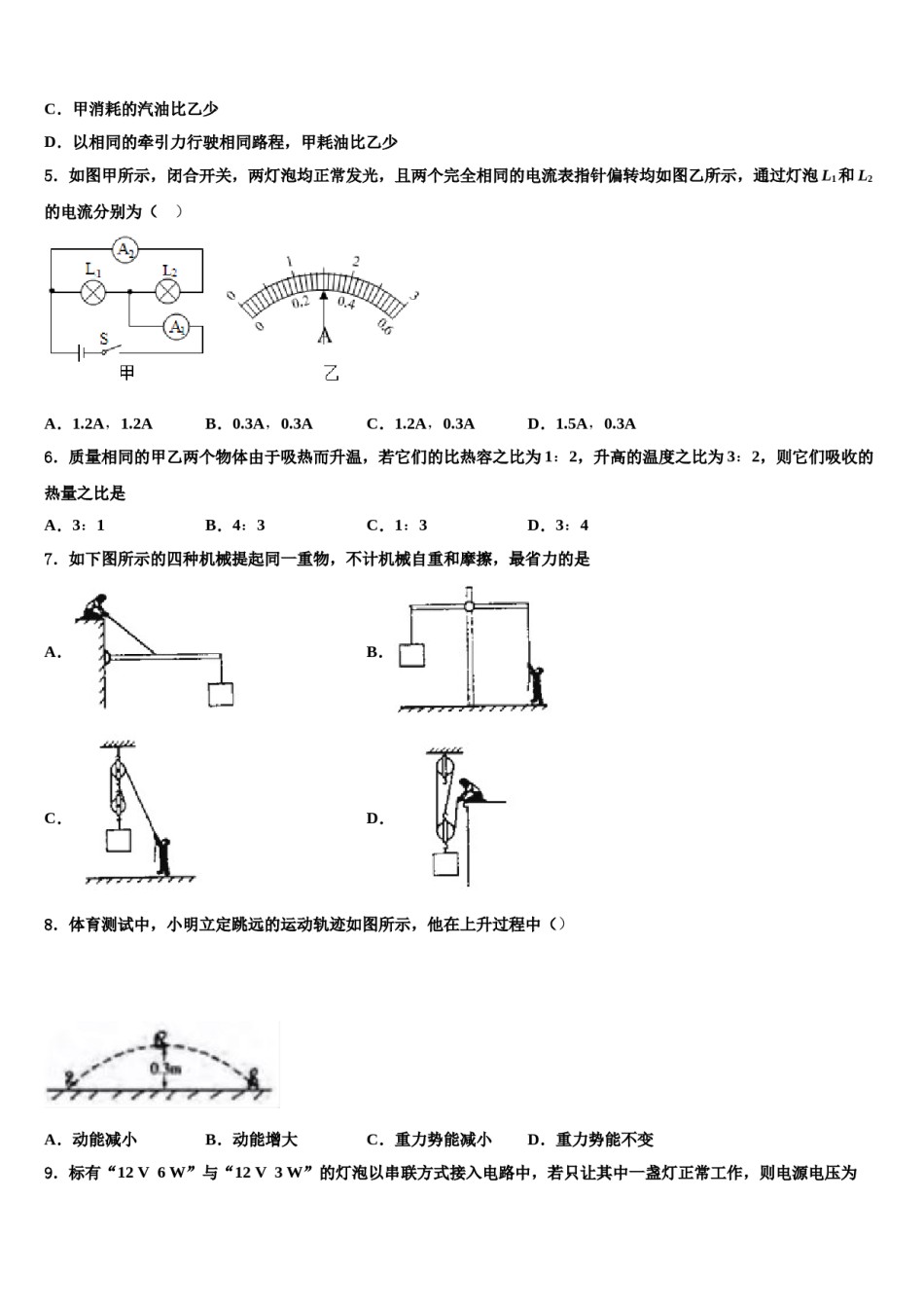 2024届广东省广州市重点中学中考一模物理试题含解析.doc_第2页