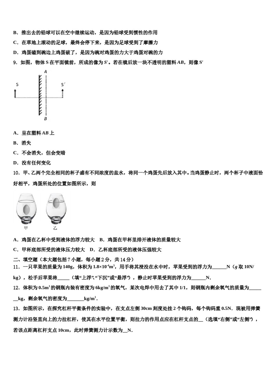 2024届广东省梅州市丰顺县中考物理猜题卷含解析.doc_第3页
