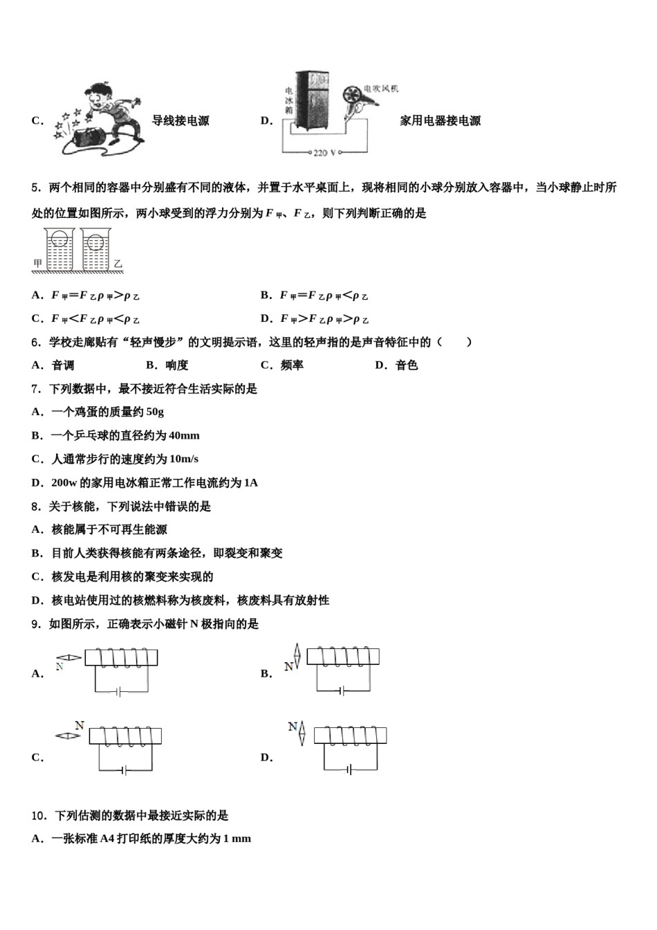 2024届广东省深圳市大鹏新区中考四模物理试题含解析.doc_第2页