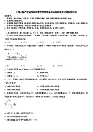 2024届广东省深圳市宝安区宝安中学中考物理考试模拟冲刺卷含解析.doc