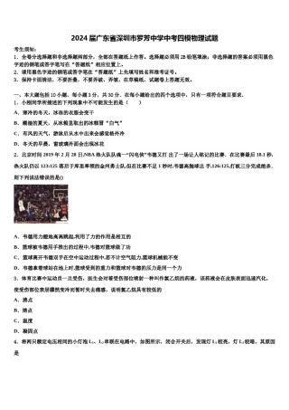 2024届广东省深圳市罗芳中学中考四模物理试题含解析.doc