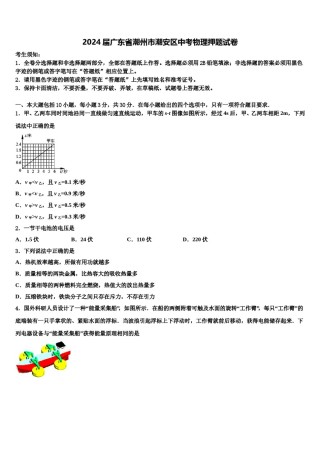 2024届广东省潮州市潮安区中考物理押题试卷含解析.doc