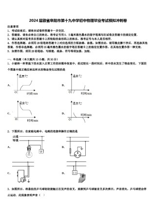 2024届徽省阜阳市第十九中学初中物理毕业考试模拟冲刺卷含解析.doc