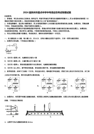2024届抚州市重点中学中考适应性考试物理试题含解析.doc
