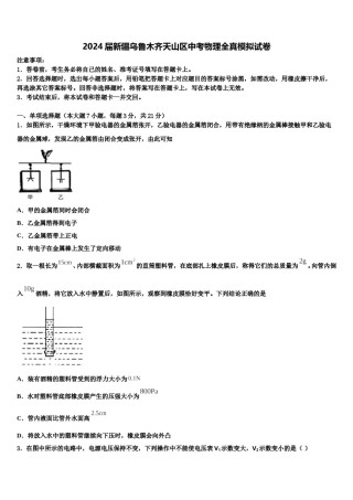 2024届新疆乌鲁木齐天山区中考物理全真模拟试卷含解析.doc