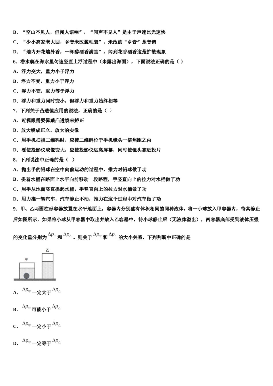 2024届新疆乌鲁木齐市沙依巴克区重点中学中考五模物理试题含解析.doc_第2页