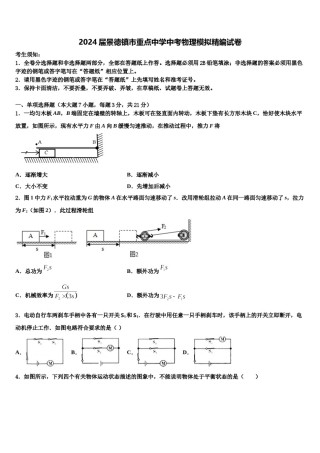 2024届景德镇市重点中学中考物理模拟精编试卷含解析.doc