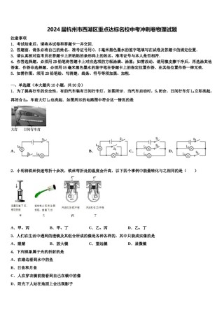 2024届杭州市西湖区重点达标名校中考冲刺卷物理试题含解析.doc