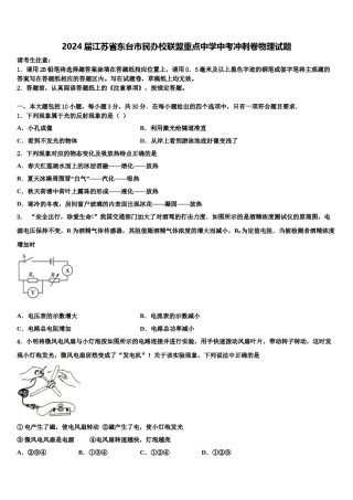 2024届江苏省东台市民办校联盟重点中学中考冲刺卷物理试题含解析.doc