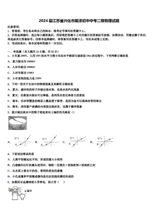 2024届江苏省兴化市戴泽初中中考二模物理试题含解析.doc