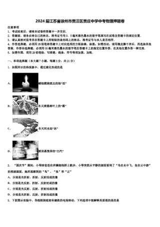 2024届江苏省徐州市贾汪区贾庄中学中考物理押题卷含解析.doc