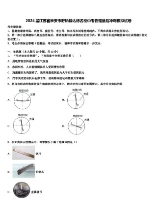 2024届江苏省淮安市盱眙县达标名校中考物理最后冲刺模拟试卷含解析.doc
