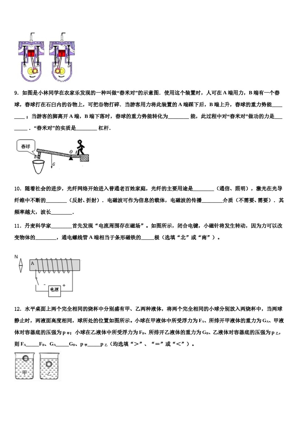 2024届江苏省盐城市射阳县达标名校中考联考物理试题含解析.doc_第3页