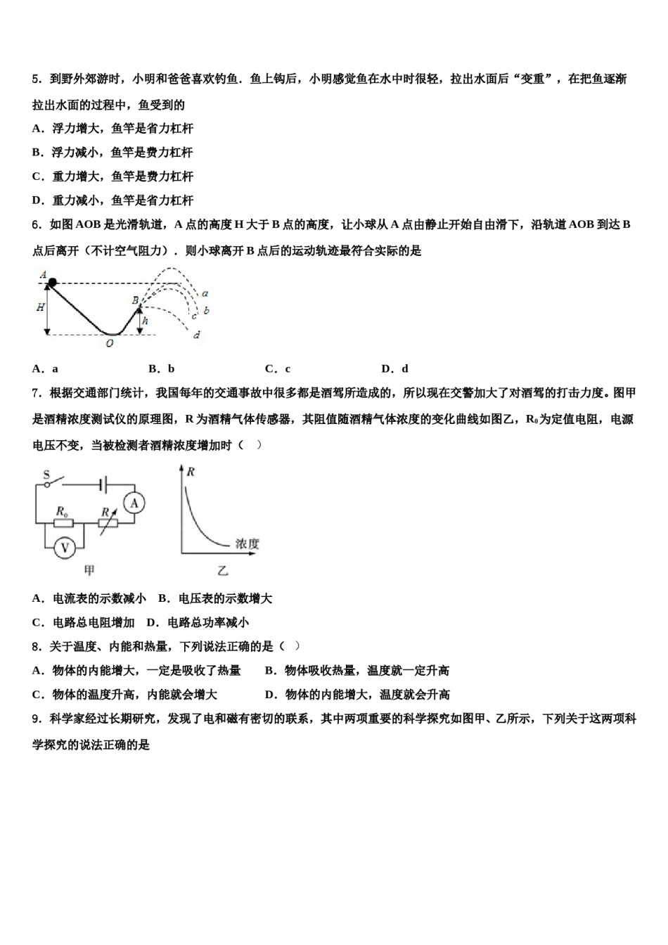 2024届江西省九江市九江有色金属冶炼厂职工子弟校中考物理押题试卷含解析.doc_第2页